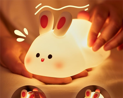 Kids Cute Little Rabbit Touch Silicone Night Lamp