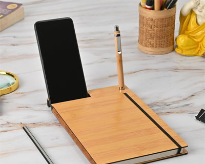 Wooden Diary with Mobile Holder & Pen Stand | Executive Notebook | Useful Gift For Office, Corporate Gift & Personal Use