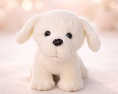 White Fur Dog Stuffed Plush Toy – Soft Premium Puppy Gift for Kids