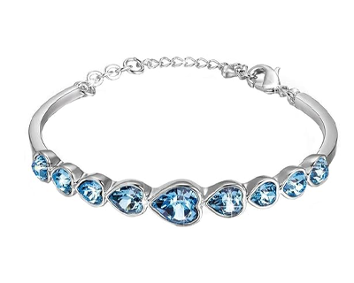 Bracelet for Women and Girls A5 High Grade Crystal Bracelets for women | SIlver Toned Valentine Special Heart Bracelet | Birthday Gift For girls and women