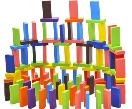 120 Pcs 12 Color Wooden Dominos Blocks Set, for Kids Board Game Educational Play Toy, Domino Racing Toy Game