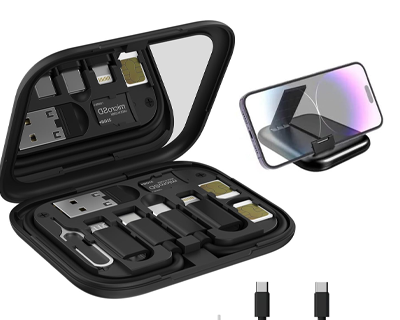 Portronics Snapcase 60W Multifunctional Fast Charging Data Cable Kit, Conversion Set USB A & Type C to Male Micro