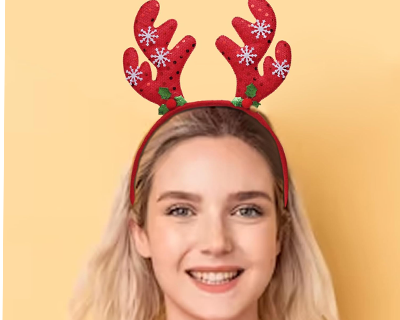 Red Christmas Headband Glitter Reindeer Antlers Design Hair Band | Deer Horn Hairband for Party Birthday | Xmas Gift for Children Girls | Christmas Decorations Items