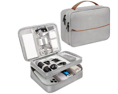 Elfora Double Layer Gadget Organizer Bag | Travel Case for Cables, Charger, Power Bank, Hard Disk & Electronics Accessories