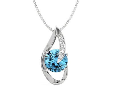 Sterling Silver Sky Blue Eye Pendant Earring Chain