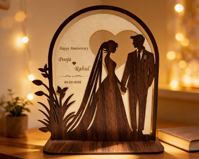 Customizable Wooden Couple Desk Art