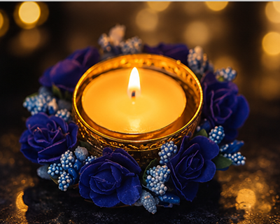 Diwali Decorative Round Blue Color Set