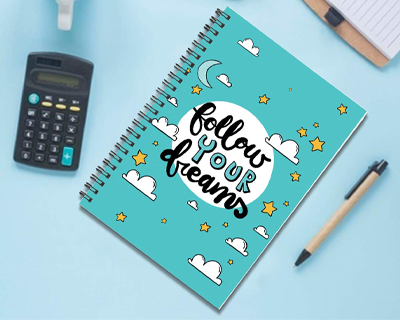 AccuPrints wiro Hard bound Size -A5 (6 by 9 inch) Notebook Diary Ruled 200 pages-Notebook Diary