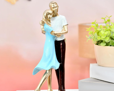 Basics Ethereal Hugging Couple Sculpture | A Tender Expression of Warmth
