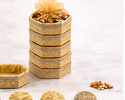 Shape Decorated Net Hamper Gift Basket Combo
