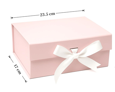 Pink Small Gift Box – Foldable Rigid Hamper with Ribbon & Greeting Card