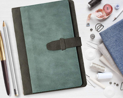 AccuPrints A5 Diary Grey Green Hard Bound Size 5.8 x 8.3 inches Notebook Diary Canvas Cover with Belt Lock Pages 200 for Office