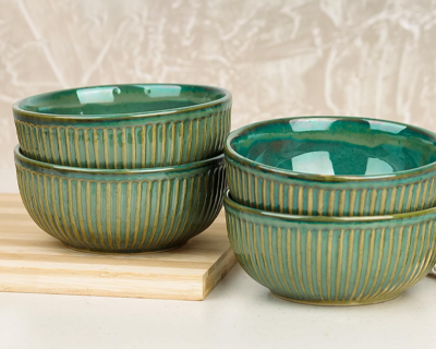 Green Ceramic Bowl Set