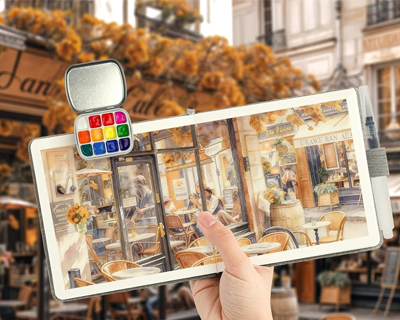Contain with Paint Mixing Palette and Watercolour Tray,Watercolour Paint Mixing Palettes for Artists
