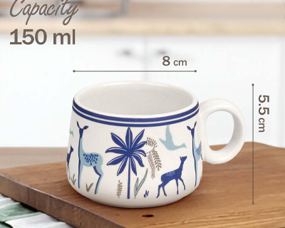 Ceramic Stag Blue Tea Cup Set