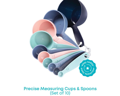 All Time Plastic Precise Measuring Cups & Spoon Combo of 10 Pcs for Dry or Liquid/Kitchen Gadgets for Cooking & Baking Cakes