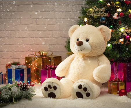 4 Feet Cream Giant Teddy Bear Soft, Plush, And Cuddly Stuffed Animal For Kids, Birthdays, Anniversaries, Valentine'S Day, And Special Occasions Large Huggable