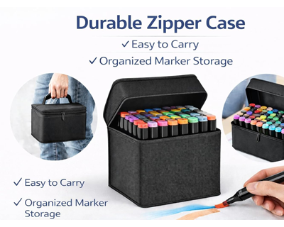 Colorful Art Markers Sketch Pens With Carrying Case For Painting Sketching Calligraphy Drawing