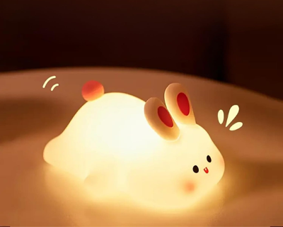 Kids Cute Little Rabbit Touch Silicone Night Lamp