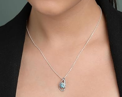 Sterling Silver Sky Blue Eye Pendant Earring Chain