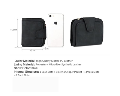 Women's Vegan Leather Tri-fold Fashion Card Coin Holder Small Wallet