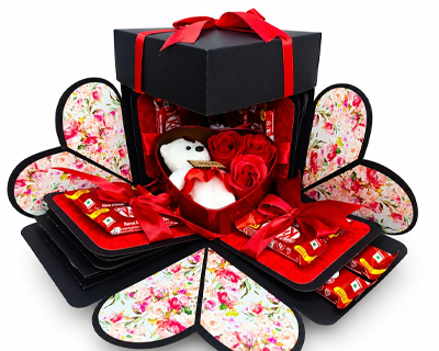 Explosive Gift Box, Birthday Gift, Wedding Gift, Valentine Love Gift For Your Wife/Husband, Fiance, Boyfriend With 12 Chocolate Each