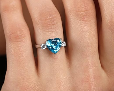 Sterling Silver Sky Blue Heart Pendant