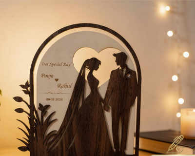 Customizable Wooden Couple Desk Art