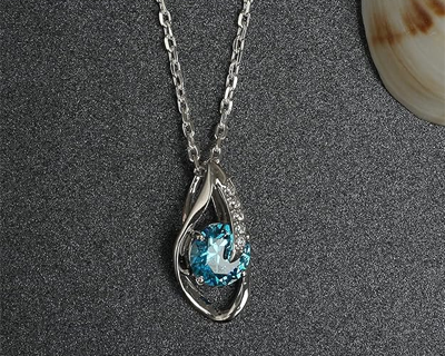 Sterling Silver Sky Blue Eye Pendant Earring Chain