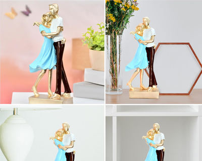 Basics Ethereal Hugging Couple Sculpture | A Tender Expression of Warmth