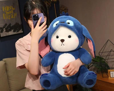 Storescent Baby Plushies, Blue Lovable Huggable Soft Toy, Big Size Hooded Plush Teddy Bear, Elegant Soft Plush Toy for Babies, Great Birthday Gift