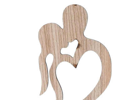 Brown Heart Kissing Couple Wooden Cutout Showpiece for Home Decor Living Room | Valentine Gift for Girlfriend Boyfriend Husband Wife | Valentines Day Gift