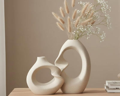 Decorative Donut Vase for Dried Flowers & Pampas Grass