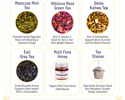 Tea Gift Box | Assorted Tea Gift Set with Infuser & Multiflora Honey