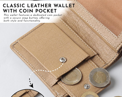 Vegan Leather Wallet for Men & Women | 6 Card Slots | ID Window | Coin Pocket | 2 Hidden & 2 Currency Compartments
