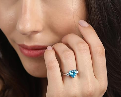 Sterling Silver Sky Blue Heart Pendant