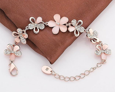 Bracelets for Women Stylish Rose Gold Plated Crystal Bracelet Bangle Jewellery for Girls and Women