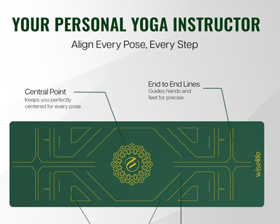 Wiselife True Alignment Yoga Mat + Sleek Yoga Strap For Men And Women