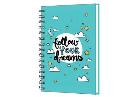 AccuPrints wiro Hard bound Size -A5 (6 by 9 inch) Notebook Diary Ruled 200 pages-Notebook Diary