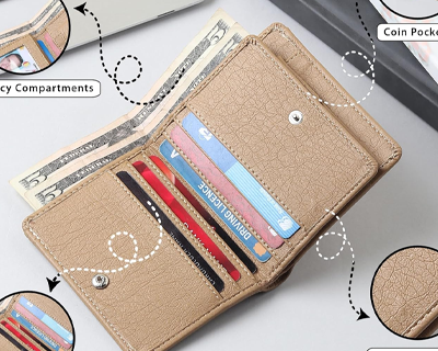 Vegan Leather Wallet for Men & Women | 6 Card Slots | ID Window | Coin Pocket | 2 Hidden & 2 Currency Compartments