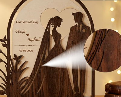 Customizable Wooden Couple Desk Art