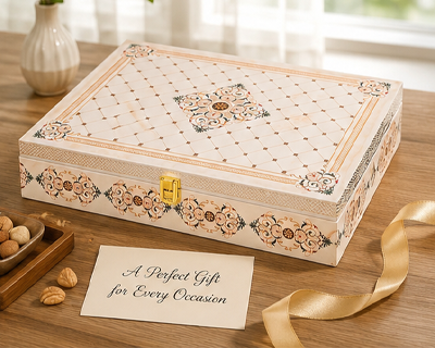 White Flower Giftbox,filled Almonds, Cashew, Pistachio, Walnuts