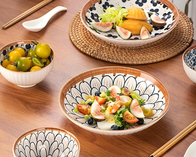 Ceramic Dinner Set with Plates & Bowls | 2 Plate & 4 Bowls Crockery Set for Indian Dining Table