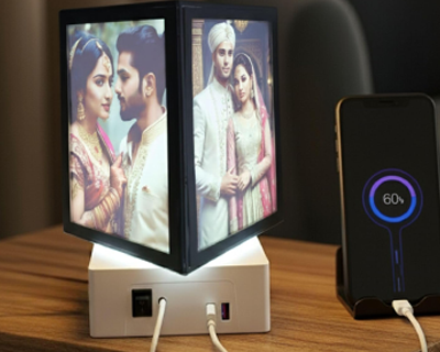 Customized Rotating Photo Cube with Dual USB Charger