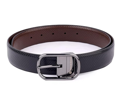 Men's Reversible Classic Dress Belt Italian Top Grain Genuine Leather Black