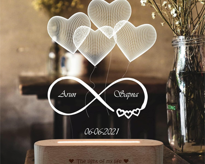 anniversary Gift for Wife - 3D Illusion Heart Lamp