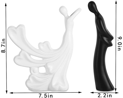 Passionate Lover Hugging Couple Figure | Beautiful Home Decor - (Set of 2, White Black)