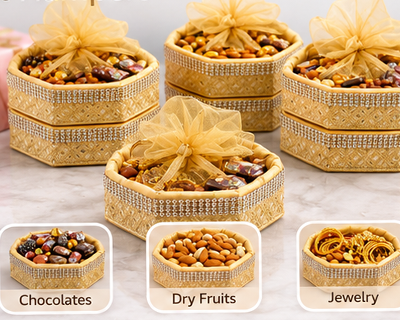 Shape Decorated Net Hamper Gift Basket Combo
