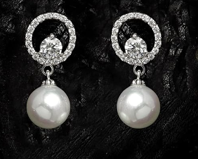 Sterling Silver Swiss Zirconia Pearl Earrings | Gift for Women and Girls