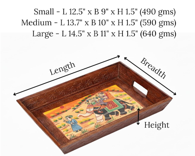 Swadeshi Blessings Wooden Serving Tray Set- Handcrafted & Hand-Painted for Kitchen